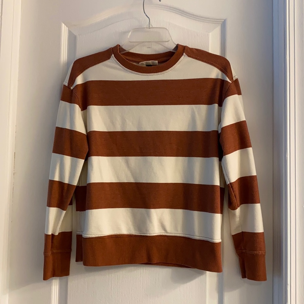 Toasted Rust Striped Crew Neck Sweater